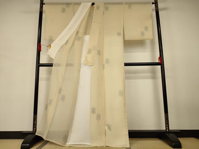平和屋着物*夏物 紗紬 幾何学文様 正絹 逸品 AABJ8069jd