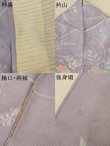 平和屋着物*夏物 小紋 絽 草花文 洗える着物 AABJ8076jd