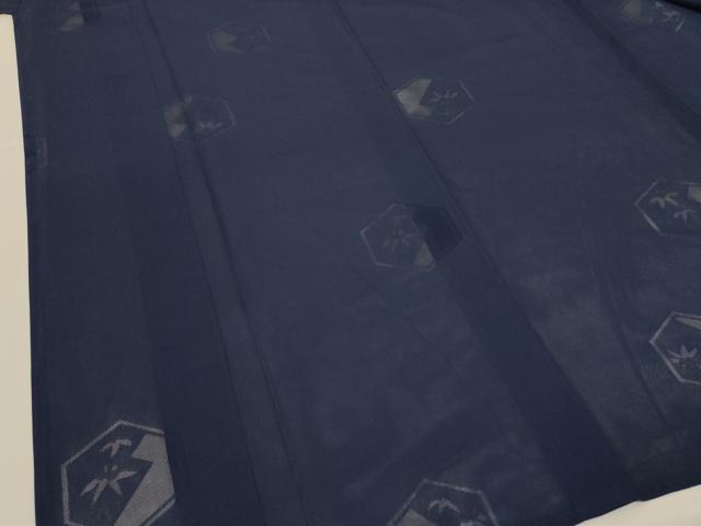 平和屋着物*夏物 色無地 亀甲笹紋紗 藍鉄色 正絹 逸品 AABJ8078jd