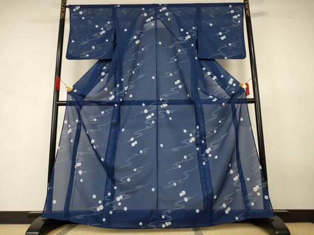 平和屋着物*夏物 小紋 絽 流水文 鈴 洗える着物 AABJ8087jd