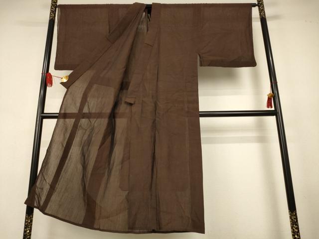平和屋着物*夏物 男性 小千谷ちぢみ 色無地 憲法色 麻 逸品 AABJ8093jd