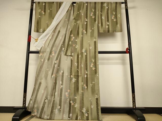 平和屋着物*夏物 小紋 絽 草花間道 洗える着物 AABJ8095jd