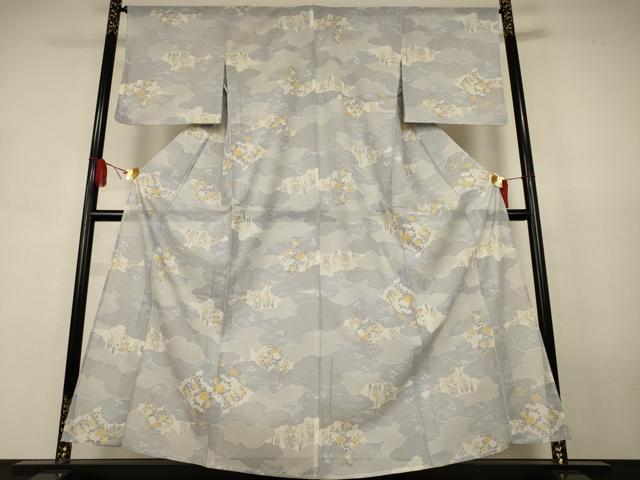 平和屋着物*夏物 小紋 絽 雲取り草花文 洗える着物 未使用 AABJ8097jd