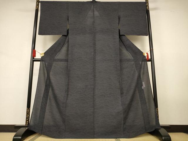 平和屋着物*夏物 人間国宝 初代 六谷梅軒(六谷紀久男)錐彫り 重要無形文化 財伊勢型紙 江戸小紋 立波文 正絹 逸品 AABJ8114jd