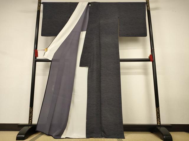 平和屋着物*夏物 人間国宝 初代 六谷梅軒(六谷紀久男)錐彫り 重要無形文化 財伊勢型紙 江戸小紋 立波文 正絹 逸品 AABJ8114jd