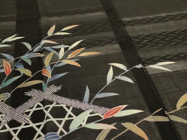 平和屋着物*夏物 訪問着 紗 刺繍 枝葉文 正絹 逸品 AABJ8122jd