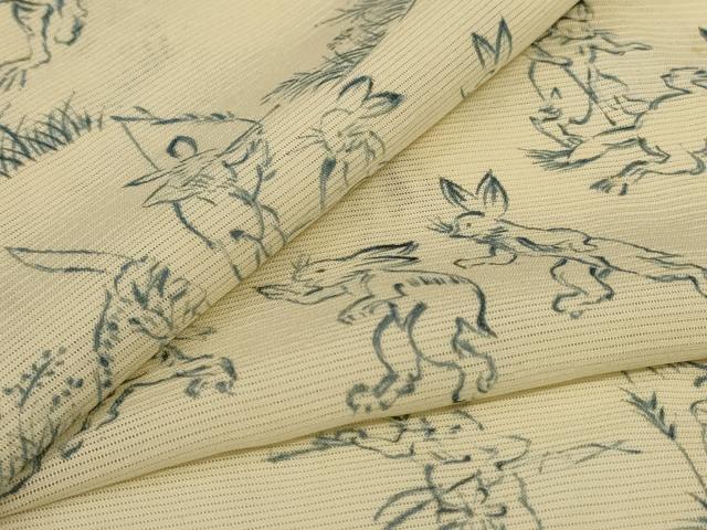 平和屋着物*夏物 小紋 絽 鳥獣戯画 正絹 逸品 AABJ8124jd