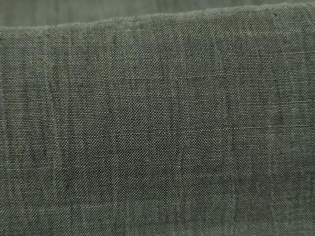 平和屋着物*夏物 男性 小千谷ちぢみ 色無地 柳煤竹色 麻 逸品 未使用 AABJ8130jd