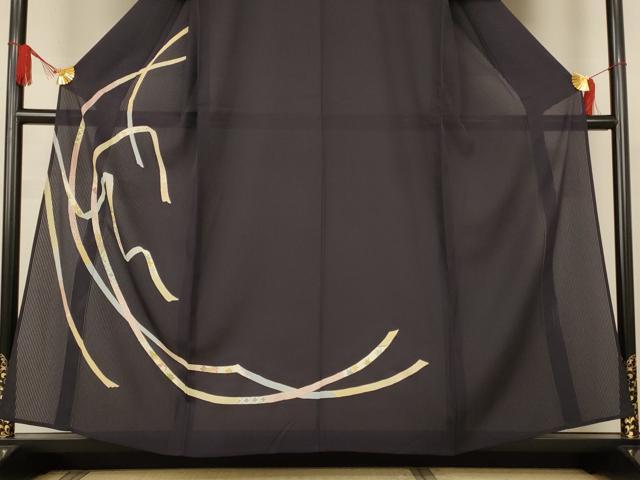 平和屋着物*夏物 訪問着 縦絽 熨斗花文 金銀彩 正絹 逸品 AABJ8133jd