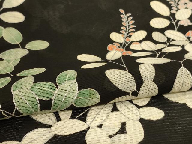 平和屋着物*夏物 黒留袖 絽 草花文 正絹 逸品 AABJ8153jd