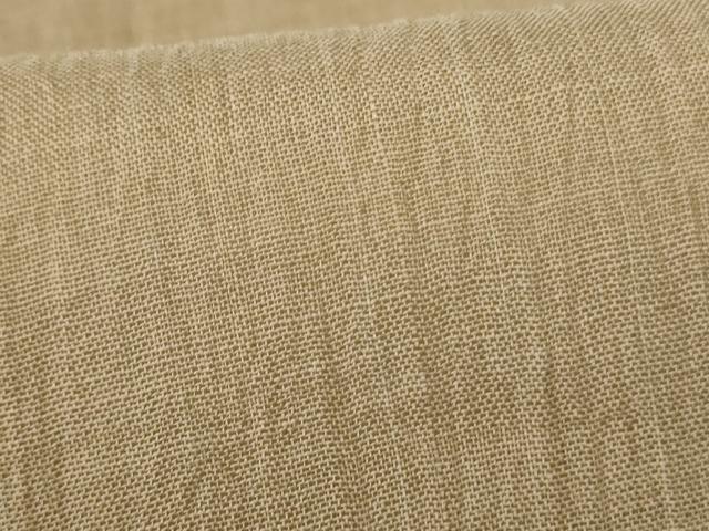 平和屋着物*夏物 小千谷ちぢみ 色無地 白橡色 麻 逸品 AABJ8157jd