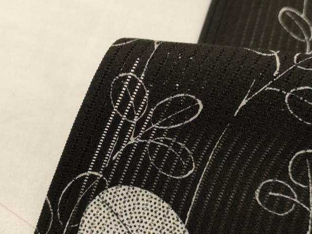 平和屋着物*夏物 小紋 縦絽 萩 黒地 正絹 逸品 AABJ8159jd