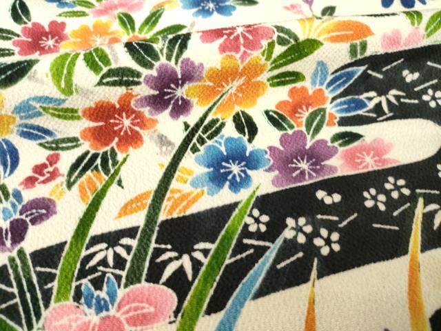 平和屋着物●豪華振袖 友禅 エ霞草花文 高島屋扱い 正絹 逸品 AABJ8162ck