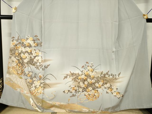 平和屋着物●豪華色留袖 駒刺繍 飾花文 正絹 逸品 未使用 AABJ8164ck