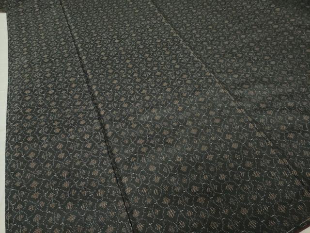平和屋着物●本場大島紬 幾何学文様 黒地 正絹 逸品 未使用 AABJ8165ck
