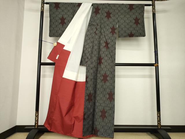 平和屋着物●本場大島紬 麻の葉文様 一元7マルキ 正絹 逸品 AABJ8166ck