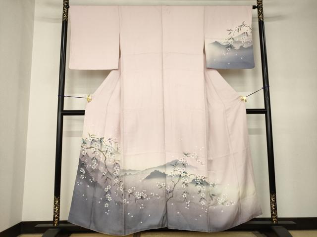 平和屋着物●訪問着 手描き 枝垂れ桜 暈し染め やまと誂製 正絹 逸品 AABJ8171ck