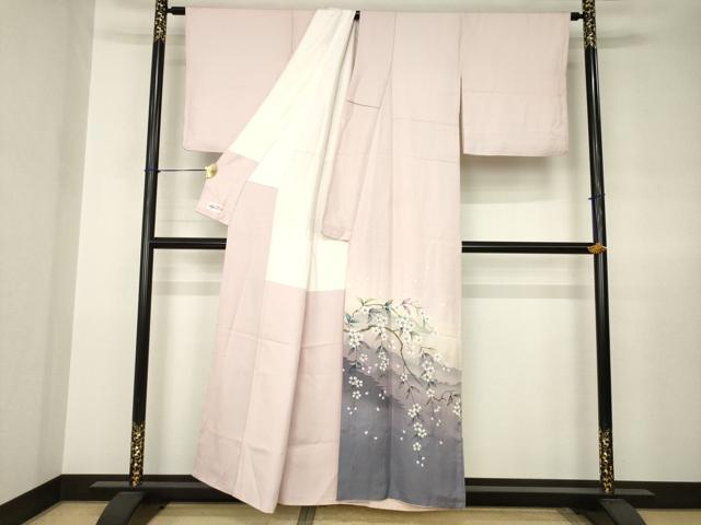 平和屋着物●訪問着 手描き 枝垂れ桜 暈し染め やまと誂製 正絹 逸品 AABJ8171ck