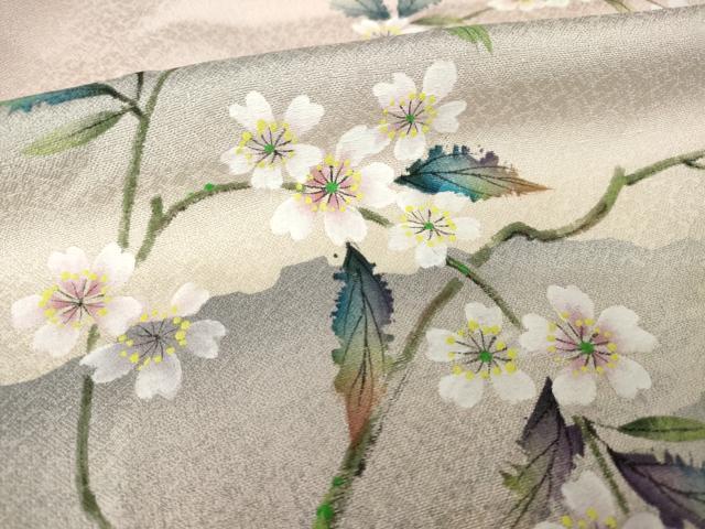 平和屋着物●訪問着 手描き 枝垂れ桜 暈し染め やまと誂製 正絹 逸品 AABJ8171ck