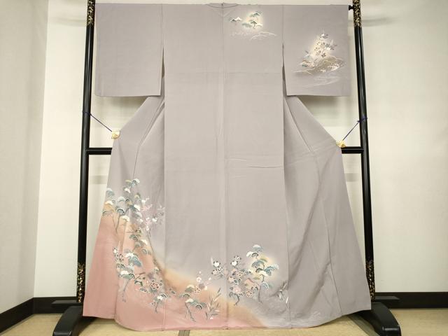 平和屋着物●訪問着 友禅 風景文 暈し染め 三越扱い 正絹 逸品 AABJ8177ck