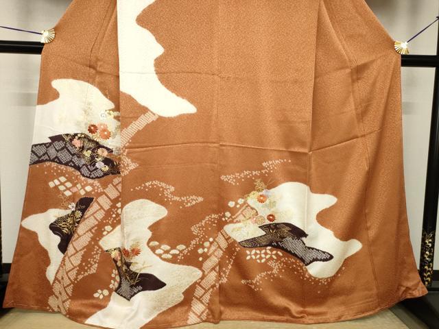 平和屋着物●創業460年・千總 訪問着 駒刺繍 絞り 金彩 正絹 逸品 AABJ8184ck