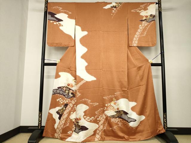 平和屋着物●創業460年・千總 訪問着 駒刺繍 絞り 金彩 正絹 逸品 AABJ8184ck