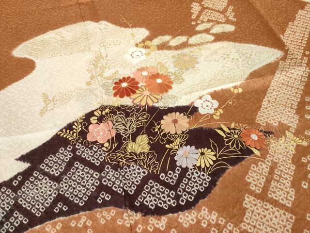 平和屋着物●創業460年・千總 訪問着 駒刺繍 絞り 金彩 正絹 逸品 AABJ8184ck