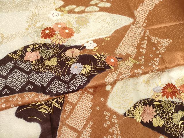 平和屋着物●創業460年・千總 訪問着 駒刺繍 絞り 金彩 正絹 逸品 AABJ8184ck