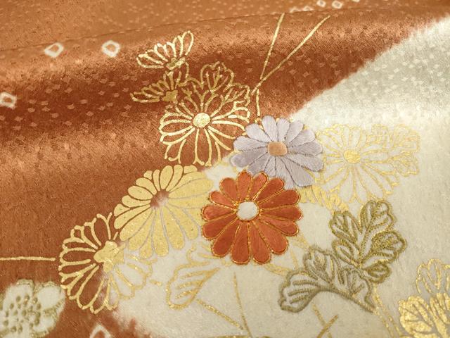平和屋着物●創業460年・千總 訪問着 駒刺繍 絞り 金彩 正絹 逸品 AABJ8184ck