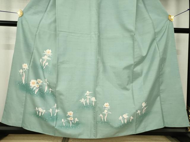 平和屋着物●石川県指定無形文化財 牛首紬 白山工房 手織り 本加賀友禅作家 松元雨佳 訪問着 草花文 正絹 逸品 AABJ8191ck