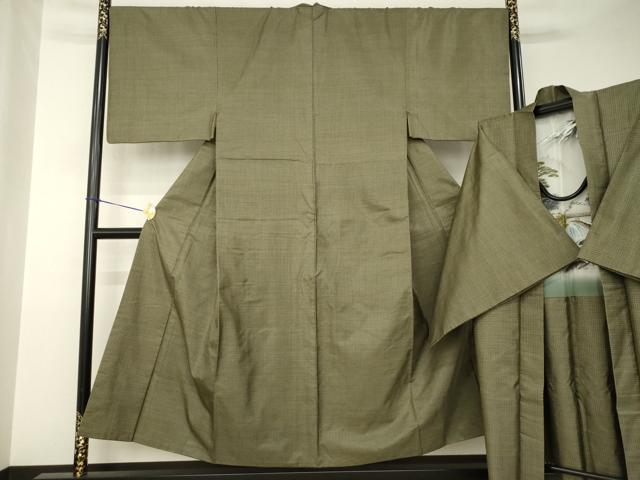 平和屋着物●男性 本場大島紬 アンサンブル 変わり格子 正絹 逸品 AABJ8196ck