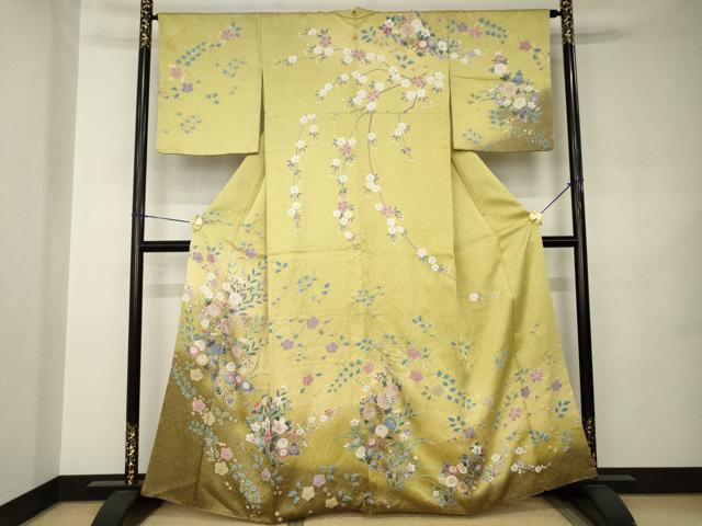 平和屋着物●訪問着 草花文 暈し染め 金彩 正絹 逸品 AABJ8204ck