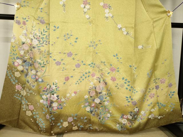 平和屋着物●訪問着 草花文 暈し染め 金彩 正絹 逸品 AABJ8204ck