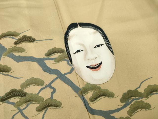 平和屋着物●訪問着 能面 般若 金彩 洗える着物 AABJ8206ck