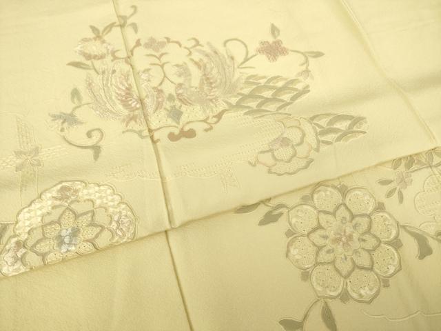 平和屋着物●総刺繍 中国三大刺繍 汕頭刺繍 スワトウ刺繍 訪問着 向い鳥花文 ロング丈 正絹 逸品 未使用 AABJ8208ck