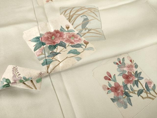 平和屋着物●訪問着 総刺繍 色紙重ね花鳥文 正絹 逸品 AABJ8209ck