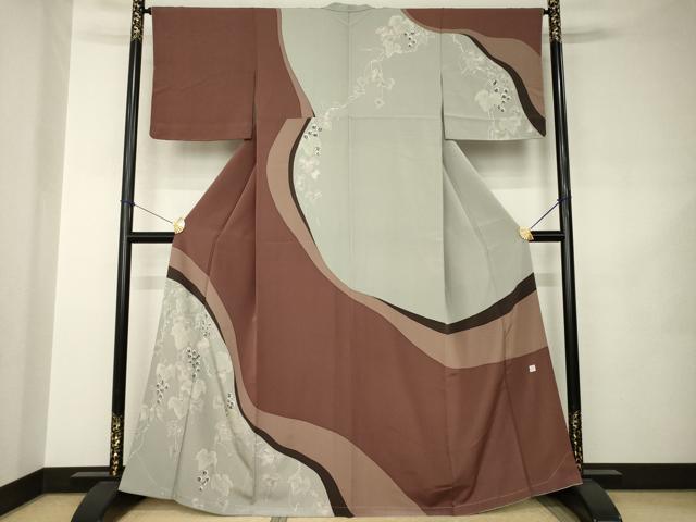 平和屋着物●訪問着 作家物 ろうけつ染 葡萄蔦の葉文 正絹 逸品 AABJ8214ck