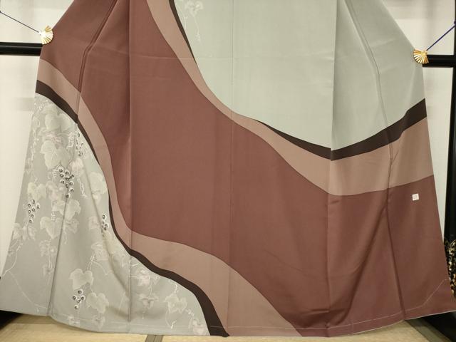 平和屋着物●訪問着 作家物 ろうけつ染 葡萄蔦の葉文 正絹 逸品 AABJ8214ck