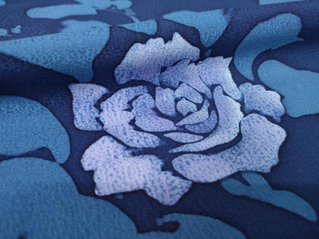 平和屋着物●上質な小紋 ろうけつ染 薔薇 バラ 正絹 逸品 AABJ8216ck