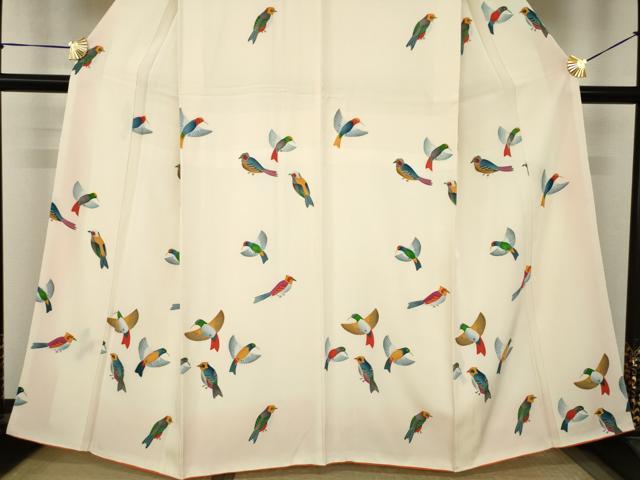 平和屋着物●訪問着 鳥 正絹 逸品 AABJ8218ck