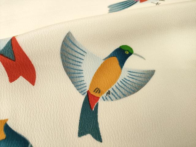 平和屋着物●訪問着 鳥 正絹 逸品 AABJ8218ck