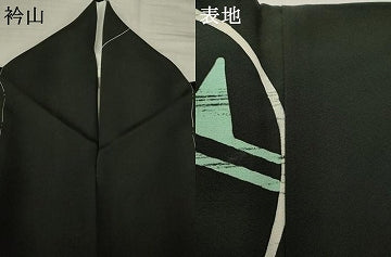 平和屋着物●訪問着 作家物 ろうけつ染 幾何学文様 黒地 正絹 逸品 AABJ8222ck