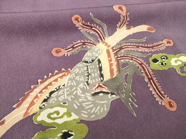 平和屋着物●訪問着 型染め 鳳凰花文 正絹 逸品 AABJ8223ck