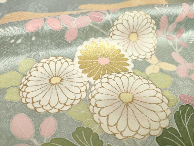 平和屋着物●訪問着 作家物 渡し舟 草花文 金彩 正絹 逸品 AABJ8229ck