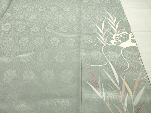 平和屋着物●訪問着 作家物 渡し舟 草花文 金彩 正絹 逸品 AABJ8229ck