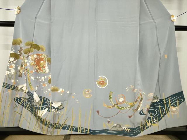 平和屋着物●豪華色留袖 作家物 誰が袖群れ鶴文 金彩 正絹 逸品 AABJ8231ck