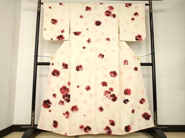 平和屋着物●訪問着 舞桜文 正絹 逸品 AABJ8234ck