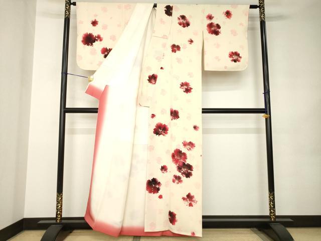 平和屋着物●訪問着 舞桜文 正絹 逸品 AABJ8234ck