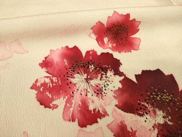 平和屋着物●訪問着 舞桜文 正絹 逸品 AABJ8234ck