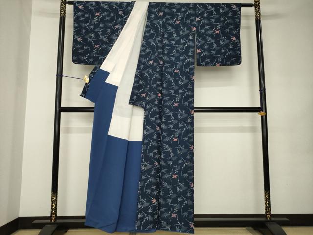 平和屋着物●上質な小紋 型染め 舞鳥文 正絹 逸品 AABJ8240ck